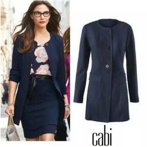 CAbi 5093 Lido Navy Blue Button Up Long Jacket XL